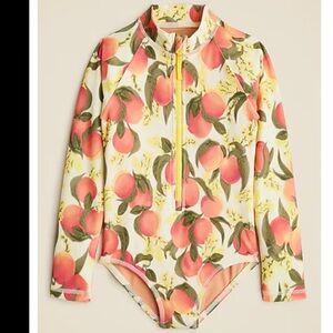 New with tags J.Crew girls swim suit rashguard peaches yellow orange one piece